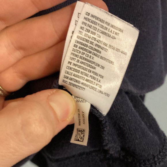 American Eagle Mens Size L Rugby Stripe Colorblock Blue White Long Sleeve Shirt - Picture 7 of 10